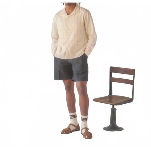 NEW KNICKERBOCKER canal cotton & linen pleated short in black - Picture 1 of 3